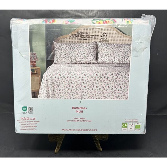 CATH KIDSTON BUTTERFLIES Queen Sheet Set 100% Cotton 200 TC Percale NIB NEW - Picture 2 of 7